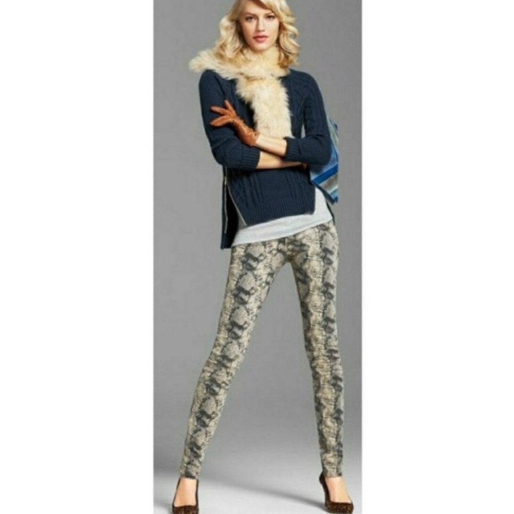 CAbi Snake Print Skinny Jeans in Beige and Black